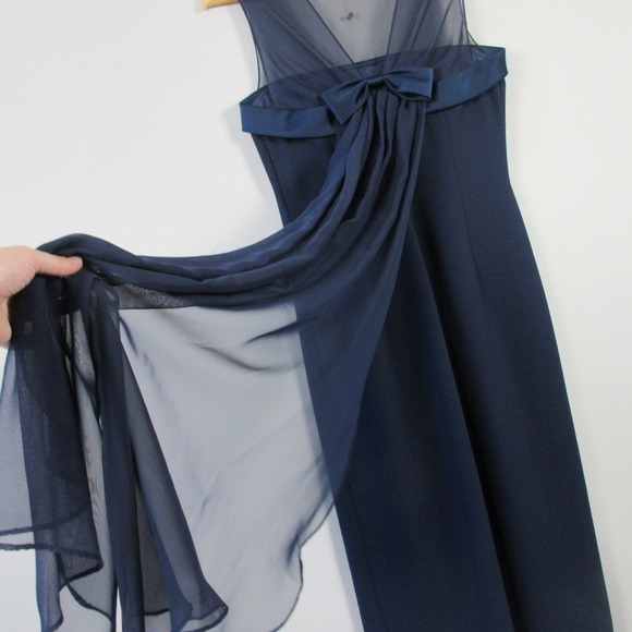 Ever Beauty Formal Maxi Dress 8 Blue Bow Romantic Evening Gown Vtg y2k 478 - Picture 2 of 12